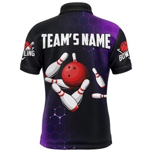 เสื้อโบว์ลิ่งคุณภาพสูงสำหรับผู้ชาย ผ้าถักโพลีเอสเตอร์/คอตตอน ดีไซน์ทีมแบบกำหนดเอง แห้งเร็ว ระบายอากาศได้ดี - Product Image 4