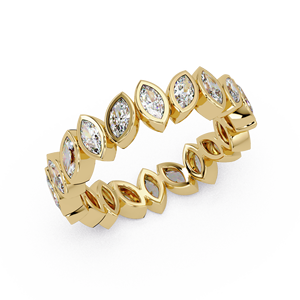 Anillo de compromiso y boda de oro puro de 14K con diamantes de laboratorio de corte marquesa en zigzag, banda de eternidad completa con engaste de bisel, de moda para mujer - Product Image 3