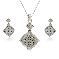 925 Silver Cubic Zircon Necklace and Earring <strong>Set</strong> Women's Classic <strong>Jewelry</strong> <strong>Set</strong> Pav&eacute; Setting Wedding Gift