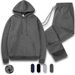 Ensemble de survêtement de sport pour homme en molleton de coton, avec sweat à capuche et pantalon de jogging - Product Image 4