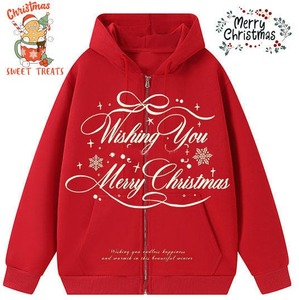 Sweat à capuche de Noël personnalisé pour homme 2026, en polaire épaisse respirante, tricoté, surdimensionné, zippé, pour la famille - Product Image 1