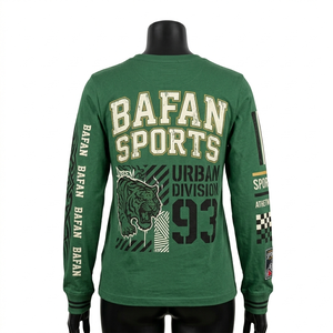 T-shirt à manches longues en jersey de coton premium 200 GSM, vert, impression graphique, logo personnalisé, streetwear, t-shirt à manches longues en coton - Product Image 2