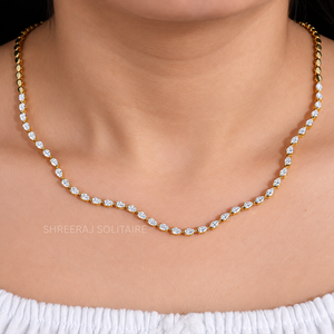 Collar de tenis con diamantes cultivados en laboratorio de corte pera, 4.20 quilates TCW, chapado en rodio, estilo étnico, oro macizo de 14K, joyería fina para mujer - Product Image 2