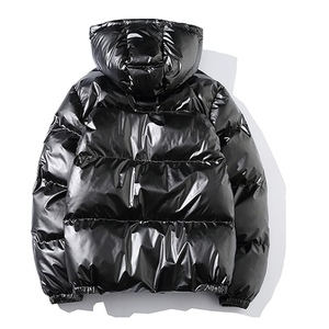 Windbreaker Quilted Padded Coat Bomber Street-wear <b>Puffer</b> <b>Jacket</b> Men Custom Metallic Hooded Puff Bubble <b>Jacket</b> Full Zip Down - Product Image 2