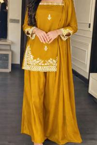 Traje Sharara Negro de Lujo con Bordado, Salwar Kameez Pakistaní de Diseñador para Mujer, Ropa Casual para Fiestas, Traje Étnico para Boda con Dupatta - Product Image 2