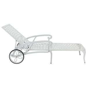 193*64.5*93cm White Cast Aluminum Courtyard Sun Lounger with Adjustable <b>Backrest</b> Bed Lying Feature - Product Image 4
