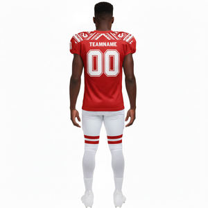 Ensemble de maillots de football américain rouge et blanc pour hommes, manches courtes, sublimé, respirant, coupe athlétique, toutes saisons, vêtements d'équipe - Product Image 5