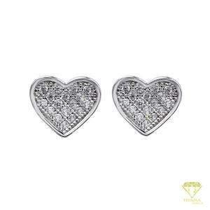 Elegant <b>Heart</b> Lab Grown Diamond Stud <b>Earrings</b> 925 Sterling <b>Silver</b> Gold Plated Premium Cluster Jewelry - Product Image 3
