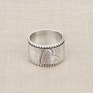 925 Sterling <b>Silver</b> Heart <b>Spinner</b> <b>Ring</b> Wide Band Meditation <b>Ring</b> Rose Gold Plated Yellow Gold Plated Fidget <b>Ring</b> Handmade Women - Product Image 3