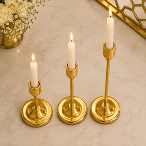 Ensemble de 3 porte-bougies sans flamme en métal doré de luxe, modernes, faits à la main, décoration de Noël pour la maison - Product Image 2
