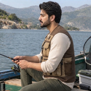 <b>Men</b> Fishing <b>Vest</b> Made With Durable Polyester Fabric Lightweight Construction Multiple Utility Pockets Secure Zipper Closure - Product Image 3