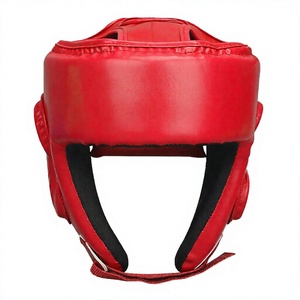 Casque de boxe en cuir PU rouge, casque de Taekwondo Sanda, protection de la tête avec aérations pour l'entraînement et la compétition - Product Image 3