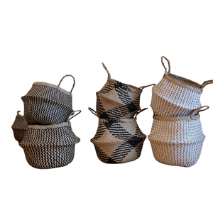 Cesta Moderna Decorativa de Seagrass para Plantas, Maceta de Jardín Interior, Cesta de Almacenamiento de Seagrass Tejida a Mano con Rayas para Oficina - Product Image 4