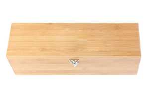 Boîte à bijoux en bois naturel, boîte de rangement rectangulaire pour souvenirs avec couvercle à fermoir métallique - Product Image 3