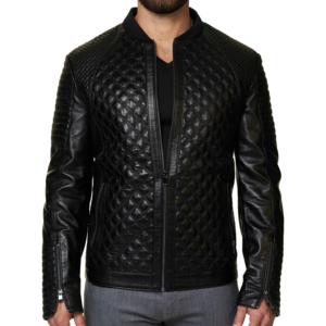 Chaqueta de Cuero PU Negra para Hombre, Cuello Alto, Cierre de Cremallera, Impermeable, Estilo Motero, Corte Ajustado, Largo Regular, Personalizable - Product Image 5