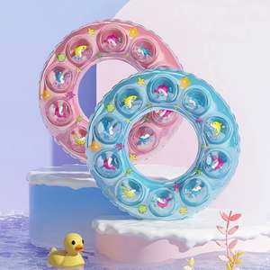 Flotador de Piscina Inflable Transparente de 90 cm con Diseño de Burbujas y Divertidos Estampados de Animales para Niños - Product Image 4