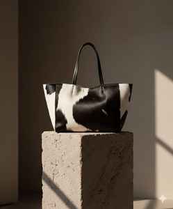 Sac fourre-tout en cuir véritable de vachette avec poils, broderie couleur unie, style vintage, fermeture éclair, personnalisation de marque LHTB-0039 - Product Image 5