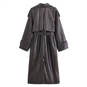 Elegante Abrigo de Cuero para Mujer con Textura Suave y Silueta Contemporánea Diseñado para Comodidad, Confianza y Elegancia Diaria - Product Image 2