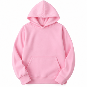 <b>Women's</b> <b>Pink</b> Solid Hooded Sweatshirt Long Sleeve Pullover <b>Hoodie</b> with Kangaroo Pocket Casual Autumn Top - Product Image 6