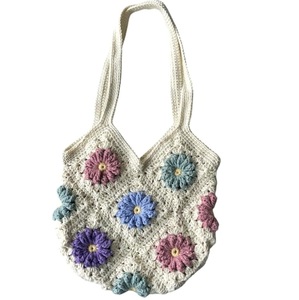 Eco Friendly Stylish Women Crochet Tote Bag Handmade Cotton Yarn Handbag for Casual Outing and Travel Available In Bulk Quantity - Product Image 6