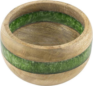 Tazón para Ensalada y Frutas de Madera de Mango Ecológico y Sostenible, Diseño Único con Acabado de Ríos Pequeños, Resina Epoxi Creativa, Estilo Vintage - Product Image 6