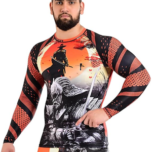 Men <b>Compression</b> <b>Shirt</b> Long Sleeve Rash Guard Graphic Print UV Protection Quick Dry Wholesale Supplier - Product Image 2