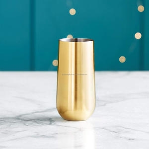 Vaso de cóctel moderno de acero inoxidable con pulido mate y chapado en oro, Juego de 2 piezas para beber - Product Image 2