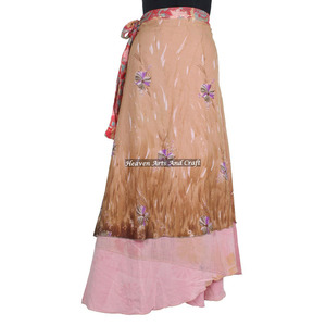 Boho New Women Fashion Plus Size Sexy <b>Wrap</b> <b>Skirt</b> Reversible 2 Layer Adults <b>Wrap</b> Around <b>Skirt</b> Indian Multi Layered Silk <b>Wrap</b> - Product Image 6