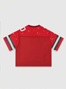 Premium Graphic American Football Jersey Unisex Bulk Cotton Rhinestone Shirt Custom Oversized Urban Apparel Supplier - Product Image 2
