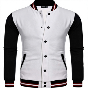 <b>Men's</b> Varsity <b>Jacket</b> With <b>White</b> Sleeve Button Front Casual Regular Fit Casual Wear Leather Sleeve Varsity <b>Jacket</b> <b>for</b> <b>Men</b> - Product Image 6