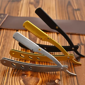 Rasoir droit professionnel pour barbier, best-seller, acier inoxydable, anti-rouille, manche en plastique, qualité A+, outil de toilettage pour hommes - Product Image 5