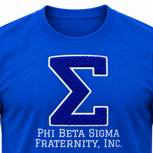 T-shirt à manches courtes et col rond pour homme Phi Beta Sigma, bleu royal, avec broderie de la lettre Sigma, design de fraternité, t-shirt décontracté en coton - Product Image 5