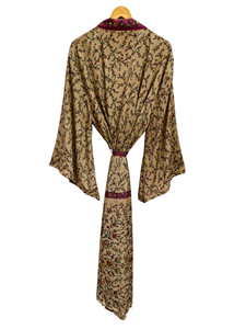 Robe longue kimono en soie Bridel, patchwork, pour couvrir le bikini, vêtement de nuit, kimono en sari indien vintage recyclé fait main - Product Image 2