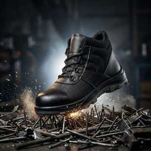 Bottes de sécurité industrielles noires en acier composite, respirantes, en maille, antidérapantes, résistantes aux perforations, en cuir, antistatiques - Product Image 1