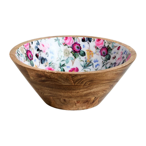 Cuencos de madera de mango hechos a mano al por mayor con estampado de esmalte ideal para servir ensalada mixta palomitas de maíz fruta hoteles hogar cocina comedor uso - Product Image 1