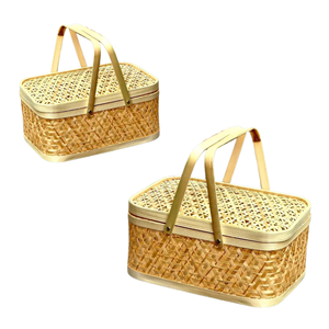 Cesta de Regalo de Bambú Personalizable, Cesta de Frutas con Tapa y Asa, Solución de Regalo Ecológica, Artesanía de Vietnam - Product Image 1