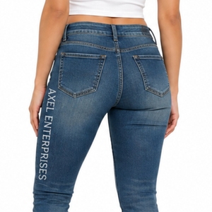 Women Skinny Jeans Custom Logo <b>Stretch</b> <b>Denim</b> Pants High Waist OEM Soft Fabric Comfort <b>Stretch</b> Durable Stitching <b>denim</b> Jeans - Product Image 5