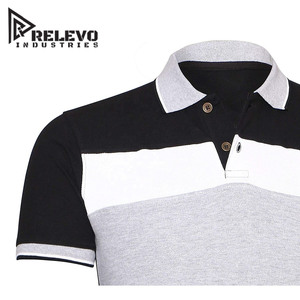 RELEVO INDUSTRIES Camiseta Polo de Manga Corta para Hombre, Diseño Color Block, Informal, de Algodón Tejido, Gris, Negro, Blanco - Product Image 1
