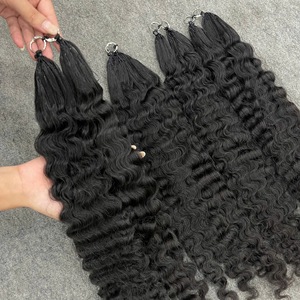 Extensions de cheveux Ring X, extensions de cheveux humains Remy vietnamiens, double épaisseur, micro-liens, bouclés, lots de mèches noires - Product Image 4