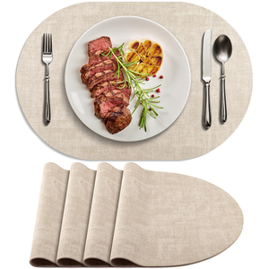 Napperons modernes en cuir irrégulier noir et marron, antidérapants, pour la salle à manger – Sur mesure - Product Image 6