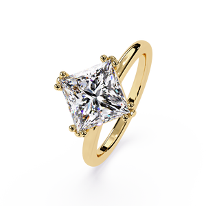 Anillos de Compromiso y Matrimonio de Oro de 14K con Diamante Cultivado en Laboratorio de Corte Princesa de 1.00ct-5.00ct, 8 Puntas, Certificado IGI, para Mujer - Product Image 4