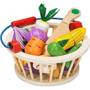 Wudly Magnetic Wooden Kitchen & <b>Food</b> <b>Play</b> Toy <b>Set</b> for Kids Includes Cutting Vegetables & Basket - Product Image 6