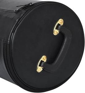 Étui de luxe pour fez maçonnique Shriner en cuir noir – Double emblèmes brodés (avant et dessus) avec bandoulière - Product Image 2