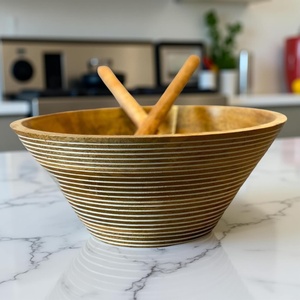 Tazón de Madera Floral Hecho a Mano Sin Recubrimiento de 1 kg, Modelo HCZ-212, para Fiestas, Vajilla de Cocina por HANDICRAFTS ZONE - Product Image 5