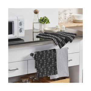 Serviette de cuisine premium ultra douce en coton 100% brodé, rayée, absorbante, 18x30 pouces, 520 GSM, certifiée GOTS, motif golf - Product Image 3