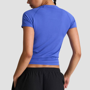 Camiseta de entrenamiento para mujer, holgada, estilo urbano, de largo recortado, con hombros caídos, de tejido grueso, diseño personalizado en blanco - Product Image 5