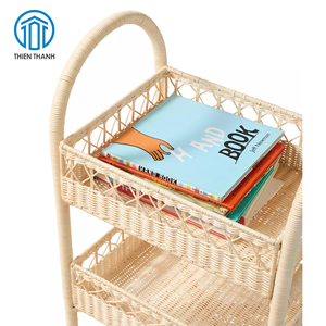 Chariot de rangement roulant en osier fait main, panier organisateur en rotin avec roulettes, pour chambre d'enfant et maison, vente en gros, fabricant - Product Image 3