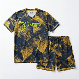 Conjunto de Camiseta y Pantalones Cortos de Voleibol Cyber Negros Mate Personalizados al por Mayor, Uniforme de Equipo Transpirable OEM, Ropa Deportiva Sublimada - Product Image 1
