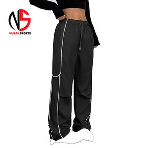 Pantalon de survêtement large en nylon pour homme Nurak, coupe décontractée, taille élastique, coupe-vent, color block, style streetwear, collection 2026 - Product Image 4