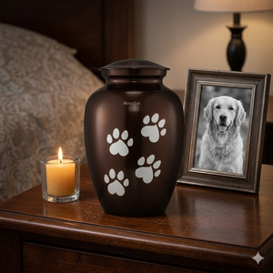 Best Quality Eco Friendly Pet Memorial Urn Cat Dog <b>Ashes</b> Solid Aluminium Metal Cremation Jars Paw Print Design Personalized Urns - Product Image 4